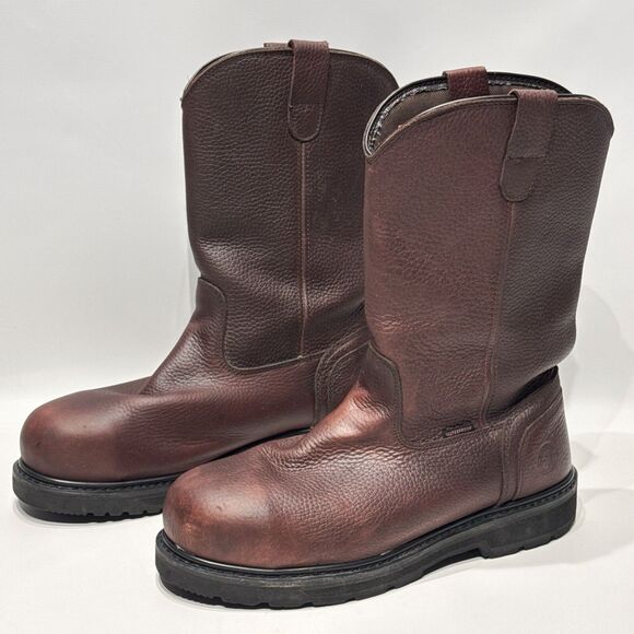 ROCKROOSTER Brown Leather 12” Steel Toe Work Boots Waterproof AP860 Men Size 12 - Picture 2 of 16